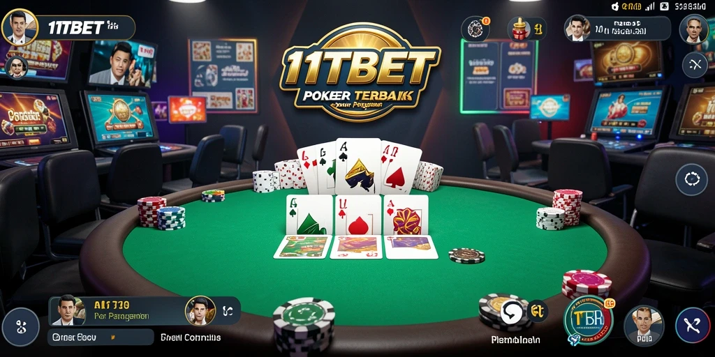 Tampilan gameplay 11TBET yang menonjol dalam permainan Poker yang intens.