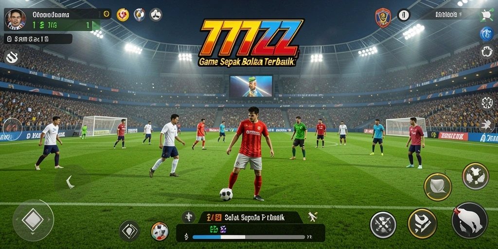 Tangkapan layar gameplay 777ZX yang menampilkan aksi seru sepak bola.
