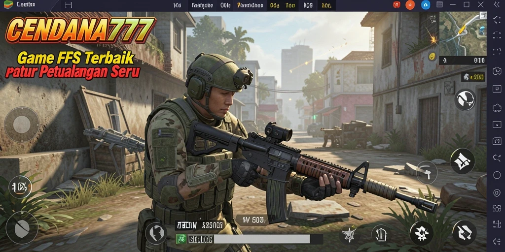 Screenshot utama CENDANA777 menunjukkan aksi intens dalam gameplay FPS.