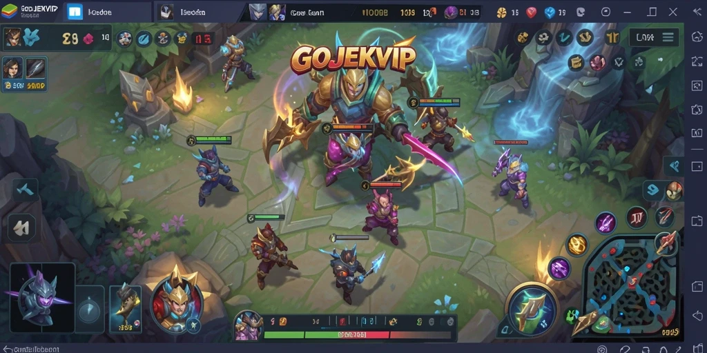 Screenshot gameplay dari GOJEKVIP yang menunjukkan pertarungan intens.