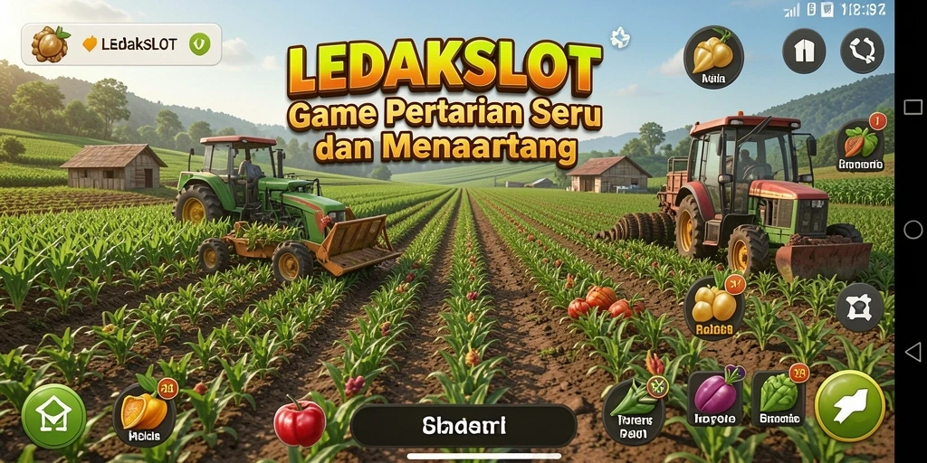 Tampilan screenshot gameplay <strong>LEDAKSLOT</strong> menampilkan kebun yang subur dan berwarna-warni.