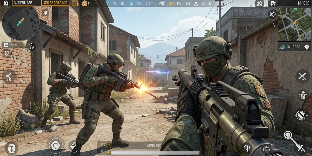 Screenshot MPO08 menampilkan aksi intens gameplay FPS yang menegangkan.