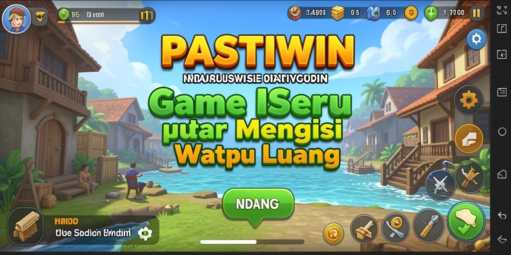 Screenshot gameplay PASTIWIN menampilkan grafis yang cerah dan karakter yang lucu.