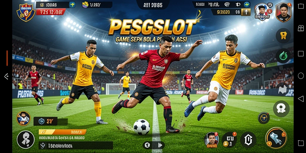 Tampilan gameplay PESGSLOT dengan aksi sepak bola yang seru.