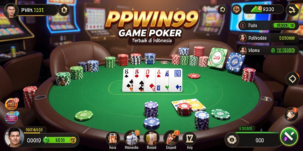 Tampilan gameplay seru dalam PPWIN99 dengan suasana poker yang mendebarkan.