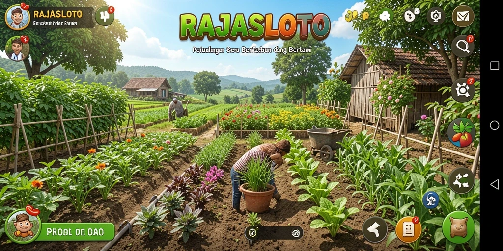 Screenshot gameplay RAJASLOTO dengan visual pertanian yang menarik.