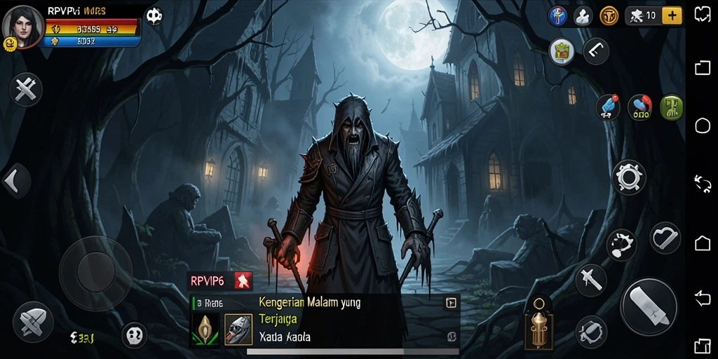Screenshot gameplay RPVIP6 menampilkan suasana mencekam dan monster yang menyeramkan.