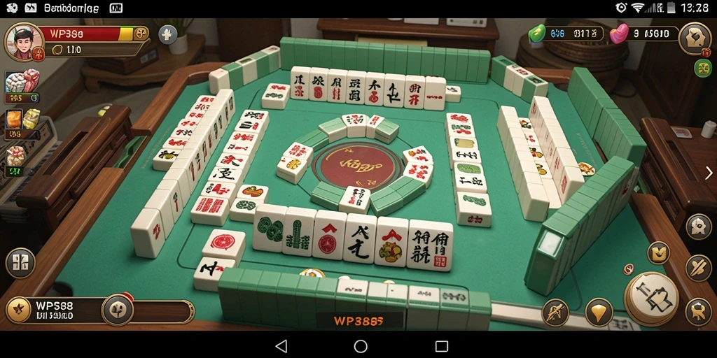 Screenshot WP888 menampilkan gameplay Mahjong yang seru dan menantang.